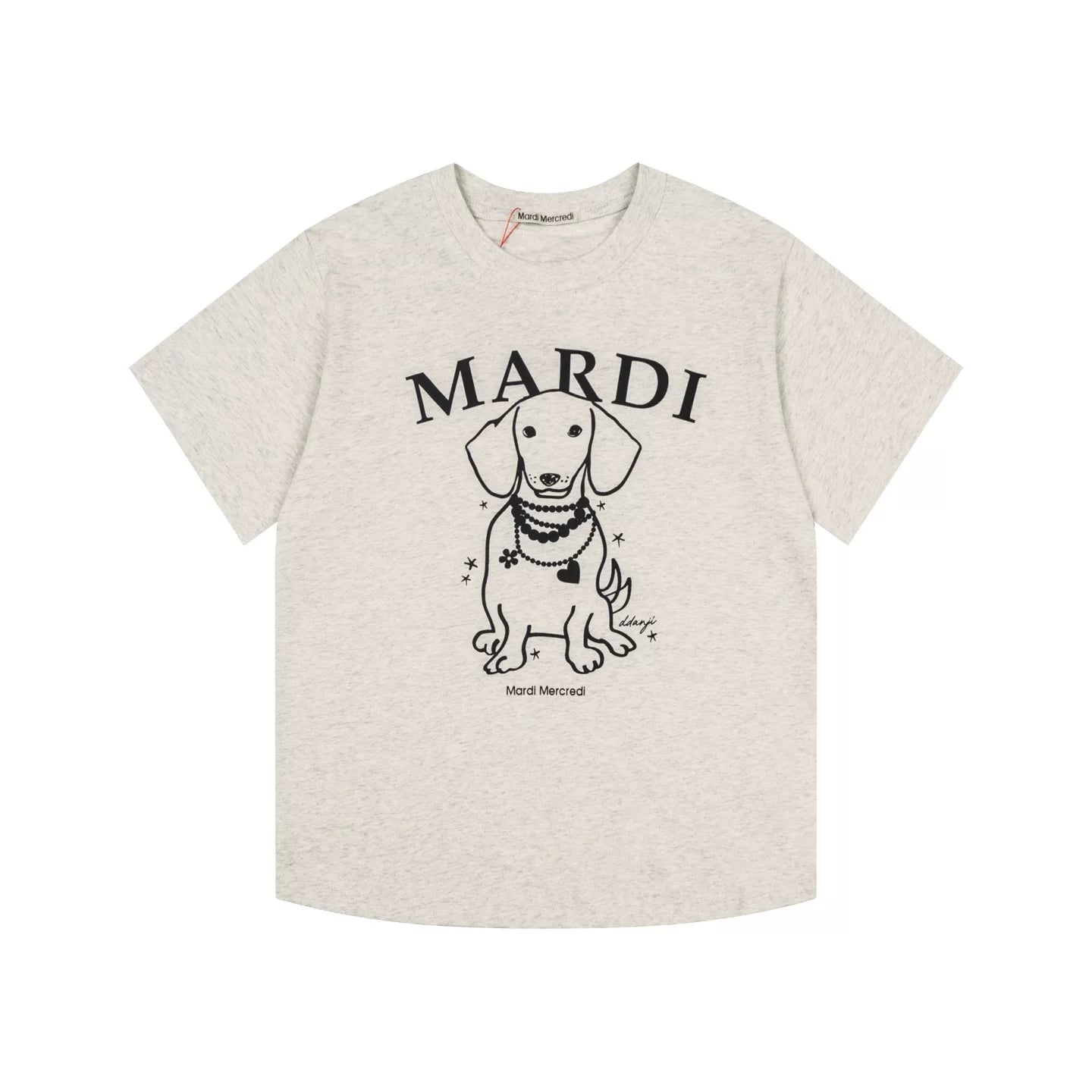 Mardi Pearl Dog Graphic Summer Casual Cotton Tee