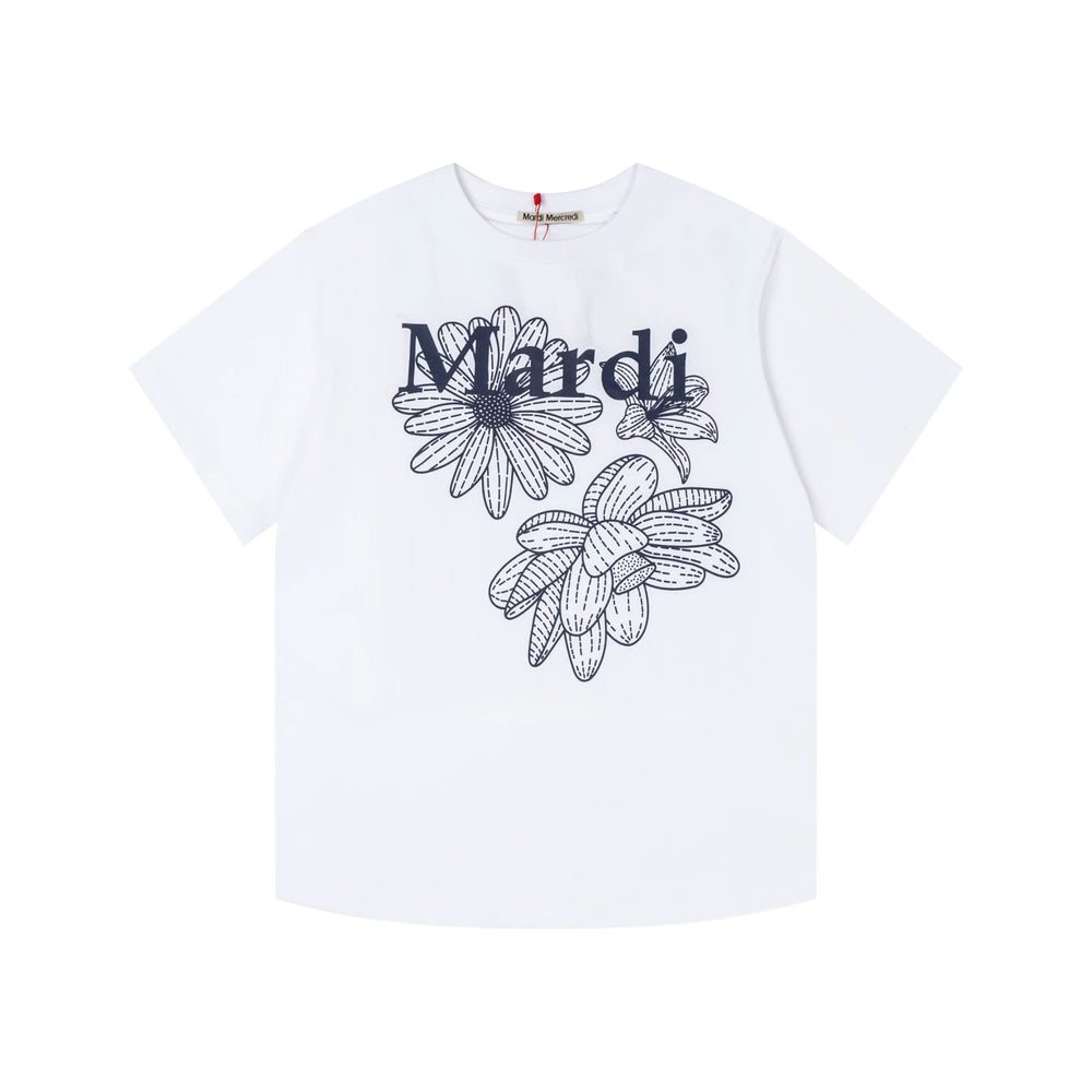 Mardi Three Flowers Graphic Summer Cotton Casual Tee