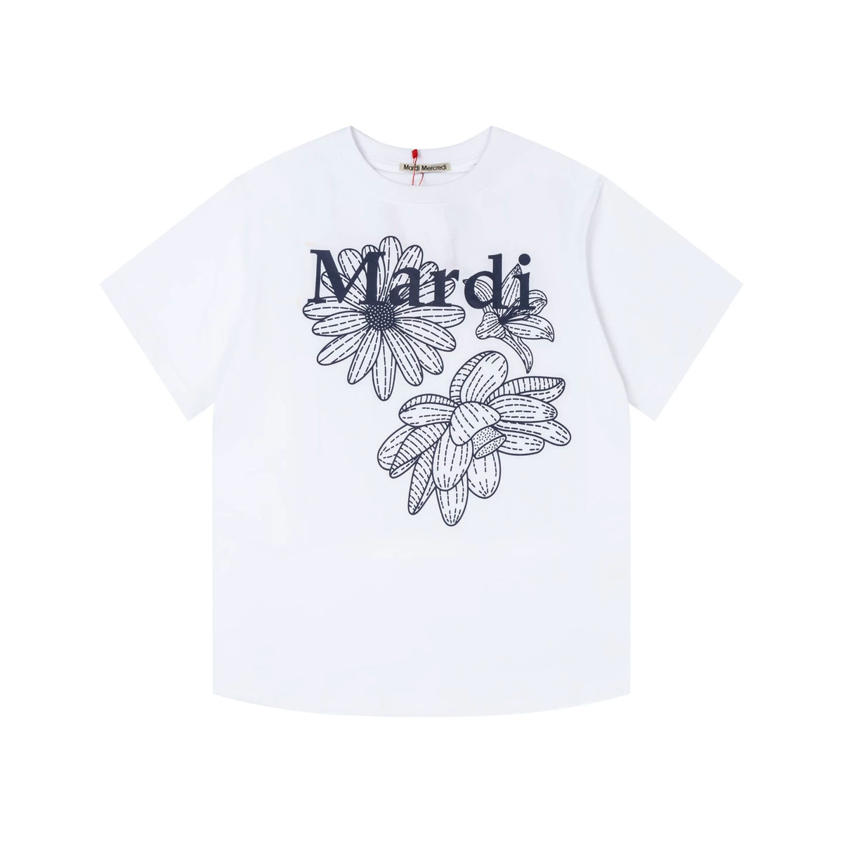 Mardi Three Flowers Graphic Summer Cotton Casual Tee