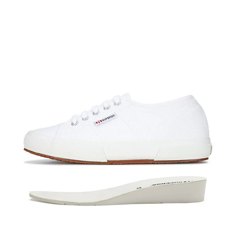 Superga White Canvas Sneakers Hidden Heel Platform Shoes