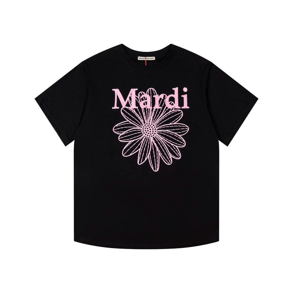 Mardi Embroidered Daisy Flower Summer Cotton Casual Tee