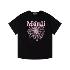 Mardi Embroidered Daisy Flower Summer Cotton Casual Tee