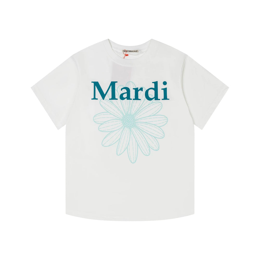 Mardi Embroidered Daisy Flower Summer Cotton Casual Tee