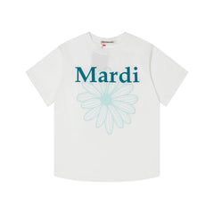 Mardi Embroidered Daisy Flower Summer Cotton Casual Tee