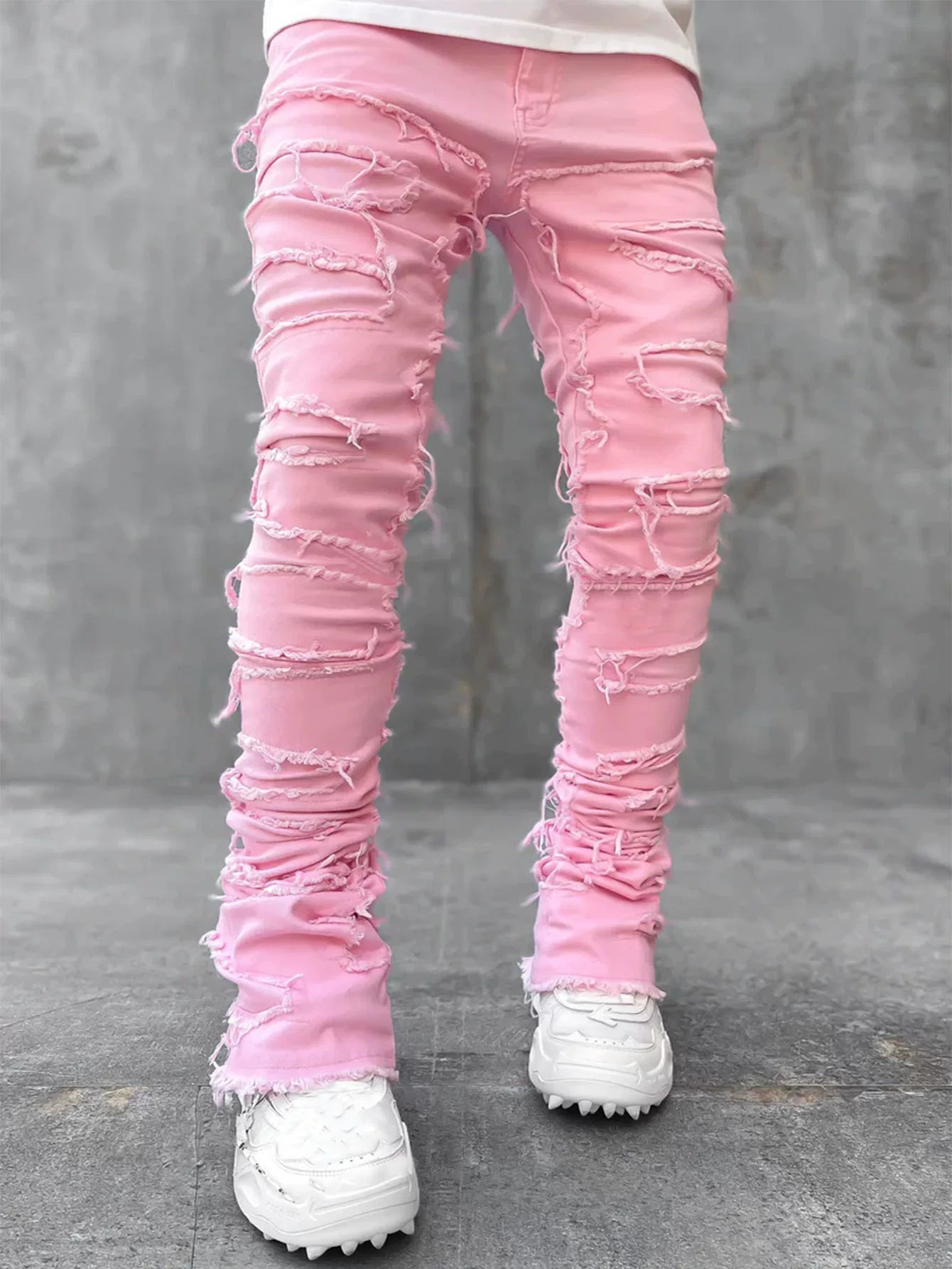 Mens Streetwear Stretch Straight Leg Casual Denim Jeans