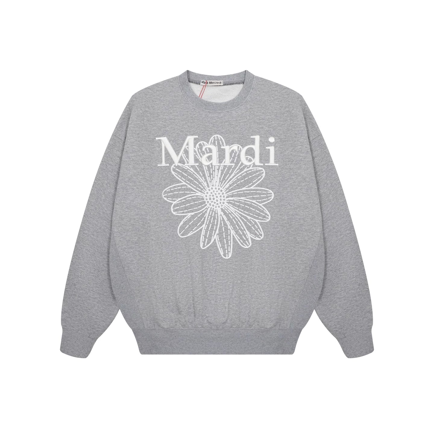 Mardi Embroidered Daisy Flower Autumn Oversized Fleece Sweatshirt
