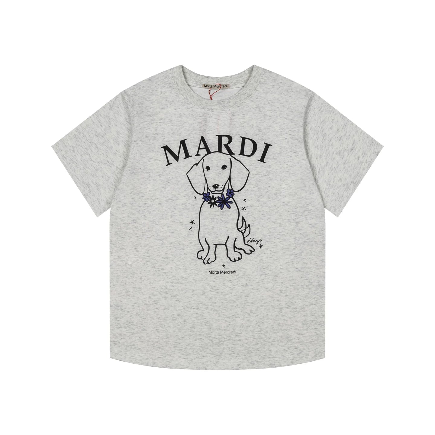 Mardi Pearl Dog Graphic Summer Casual Cotton Tee
