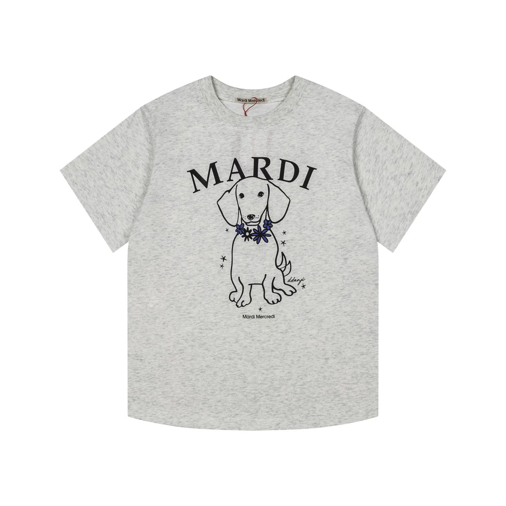 Mardi Pearl Dog Graphic Summer Casual Cotton Tee