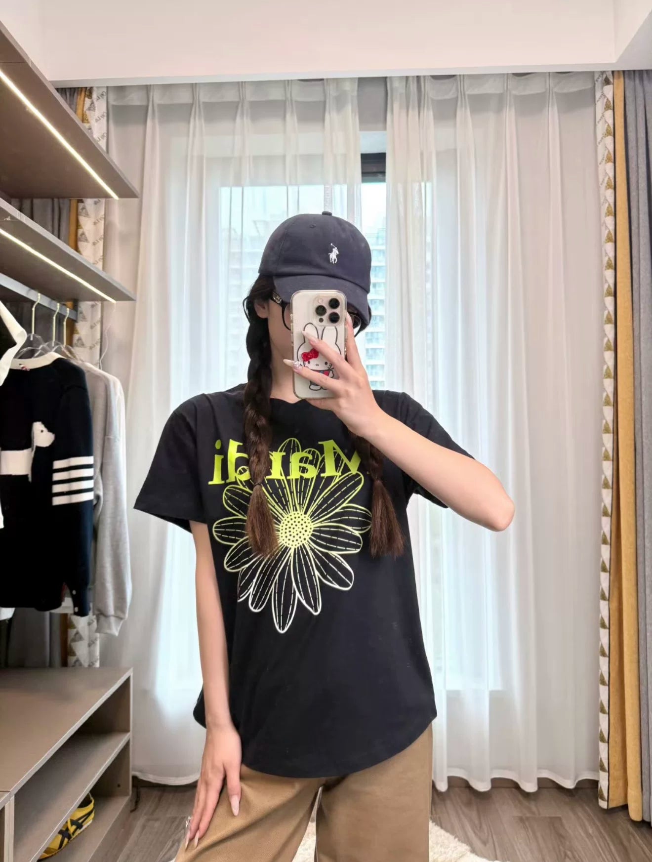 Mardi Gradient Flower Summer Cotton Casual Oversized Tee