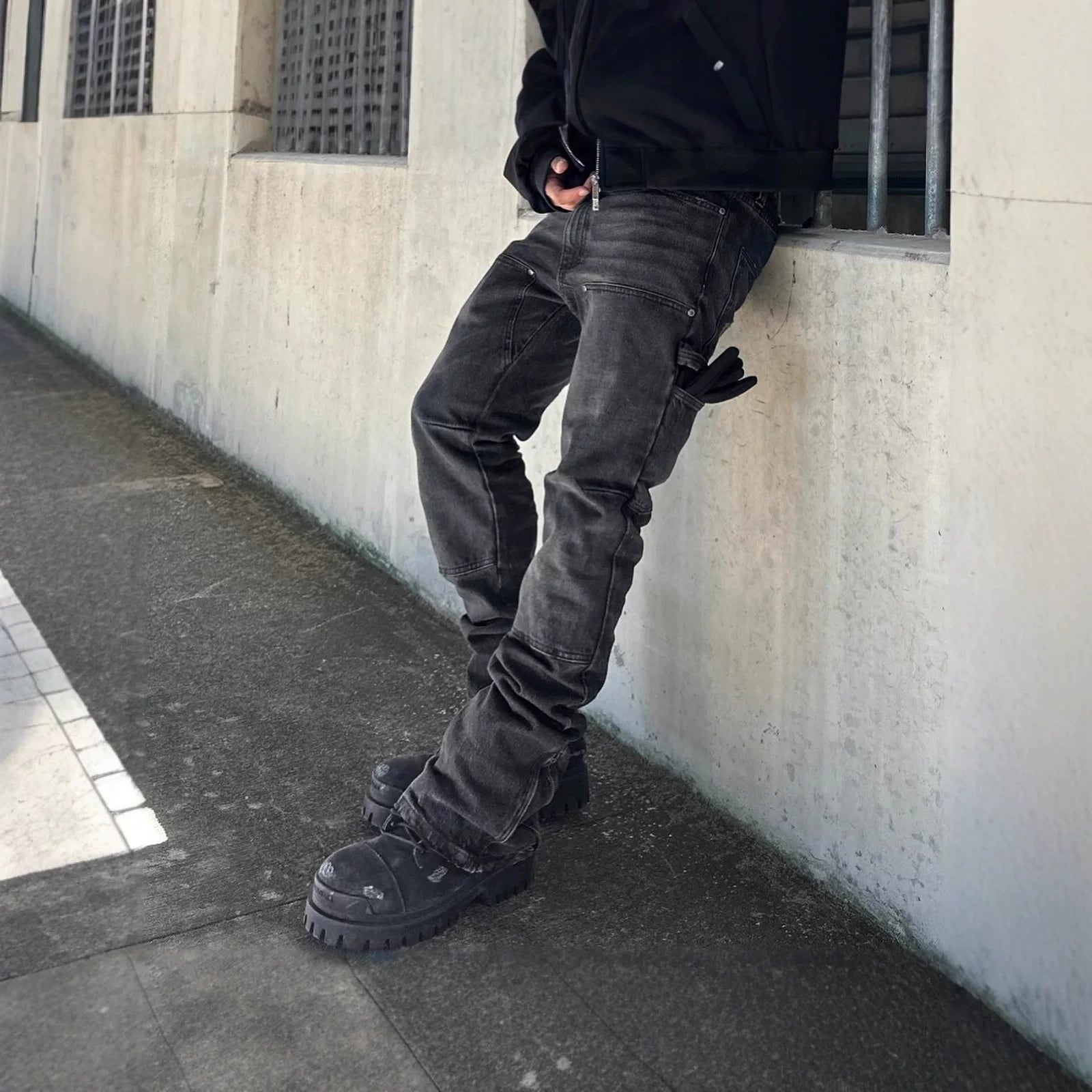 Men's High Street Slim Fit Stretch Black Jeans