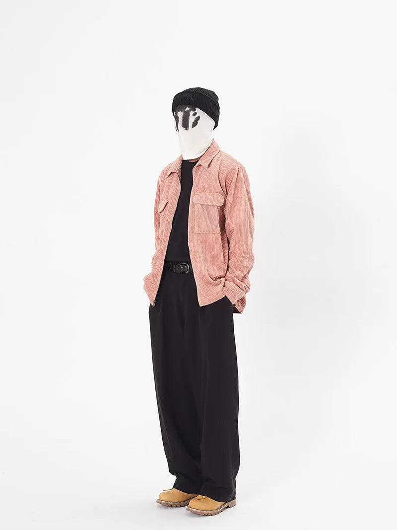 美式复古街头 vintage 灯芯绒 水洗厚实拉链男女情侣宽松外套夹克