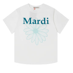 Mardi Three Flowers Graphic Summer Cotton Casual Tee