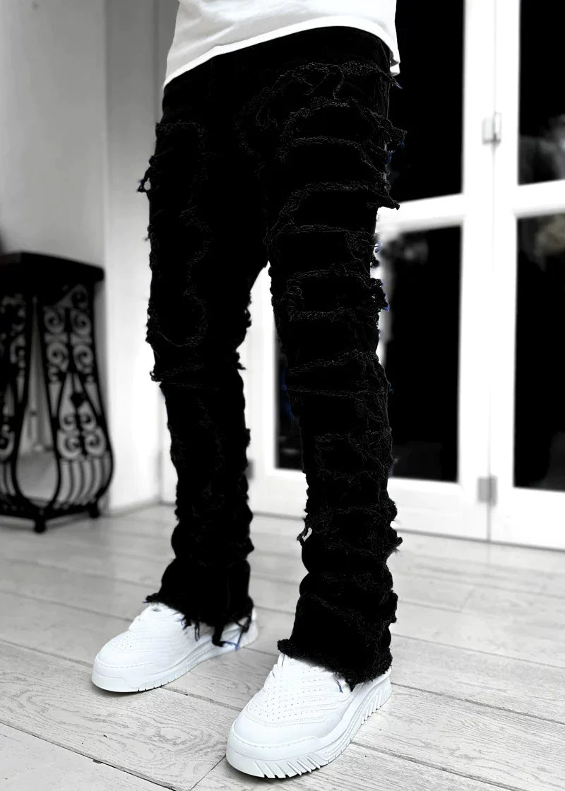 Mens Streetwear Stretch Straight Leg Casual Denim Jeans