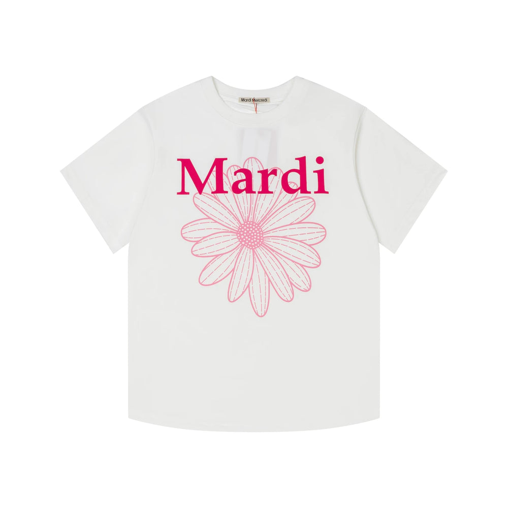 Mardi Embroidered Daisy Flower Summer Cotton Casual Tee
