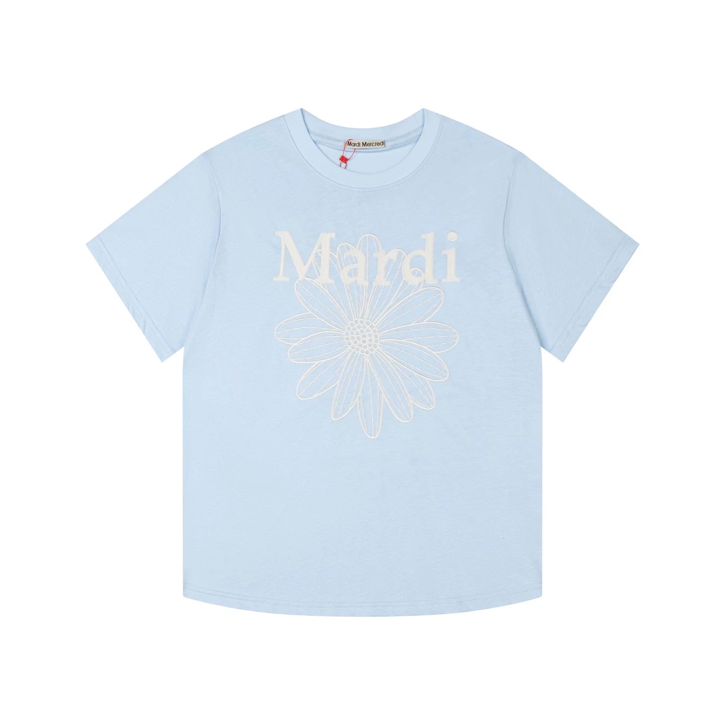 Mardi Embroidered Daisy Flower Summer Cotton Casual Tee