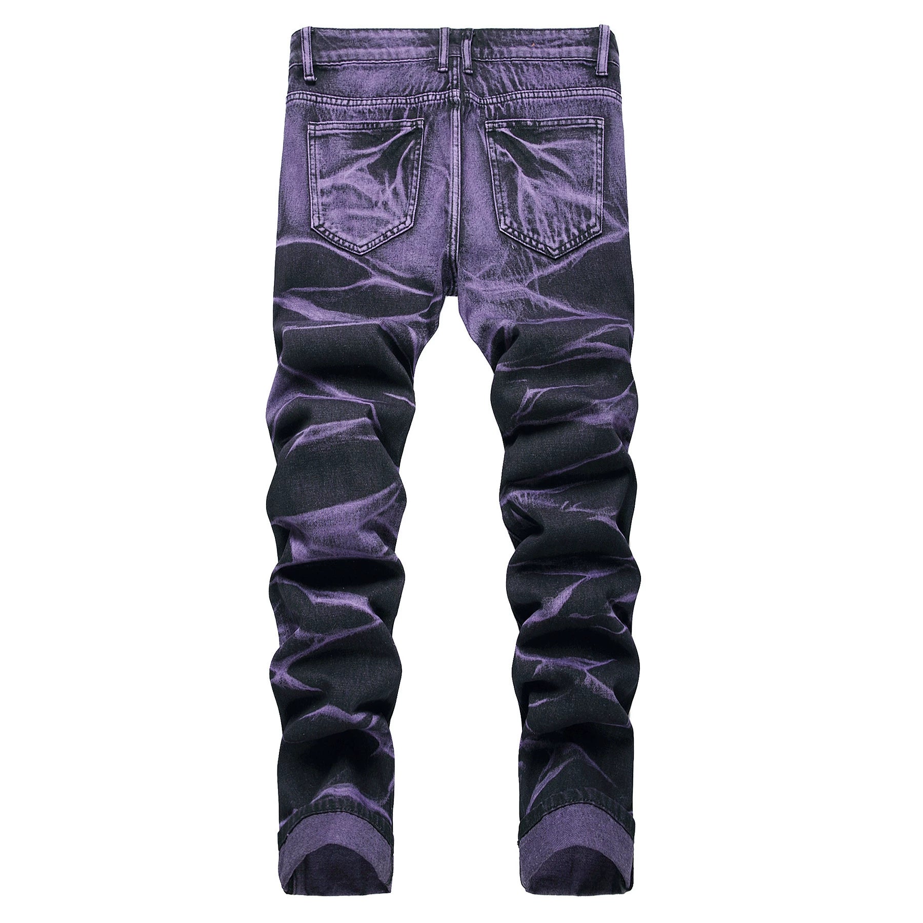 Men's Streetwear Ripped Tie Dye Straight Denim Jeans
