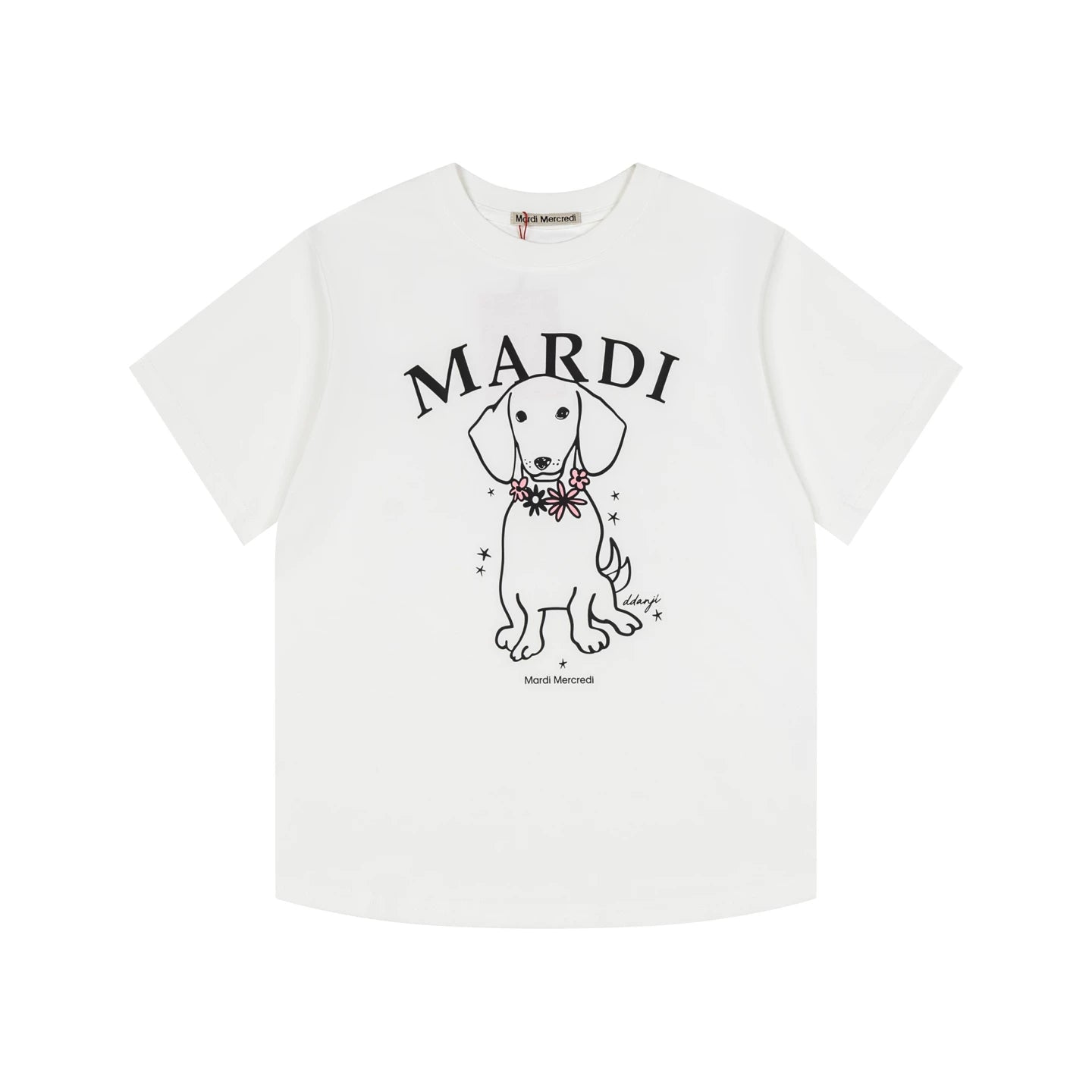 Mardi Pearl Dog Graphic Summer Casual Cotton Tee