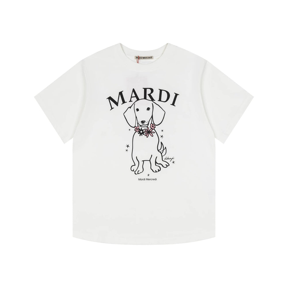 Mardi Pearl Dog Graphic Summer Casual Cotton Tee