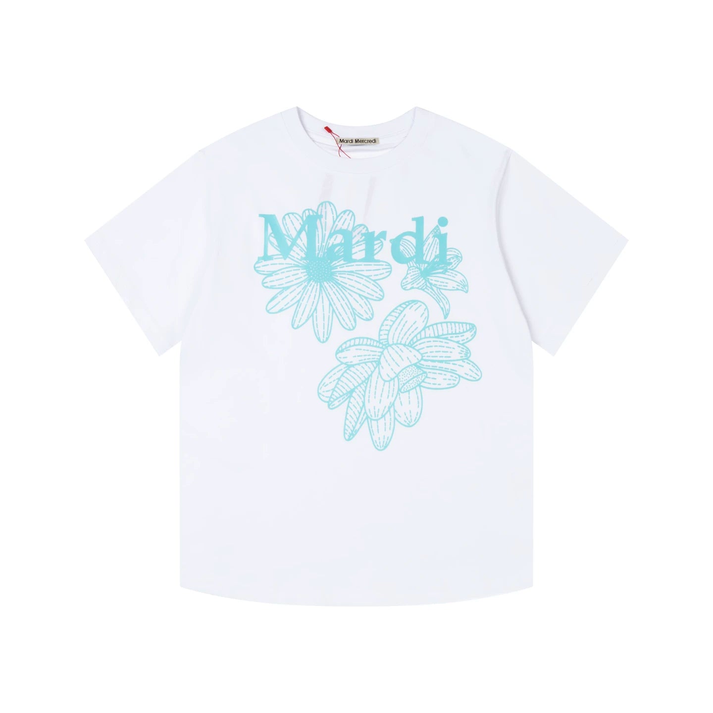 Mardi Three Flowers Graphic Summer Cotton Casual Tee