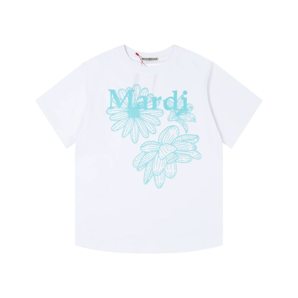 Mardi Three Flowers Graphic Summer Cotton Casual Tee