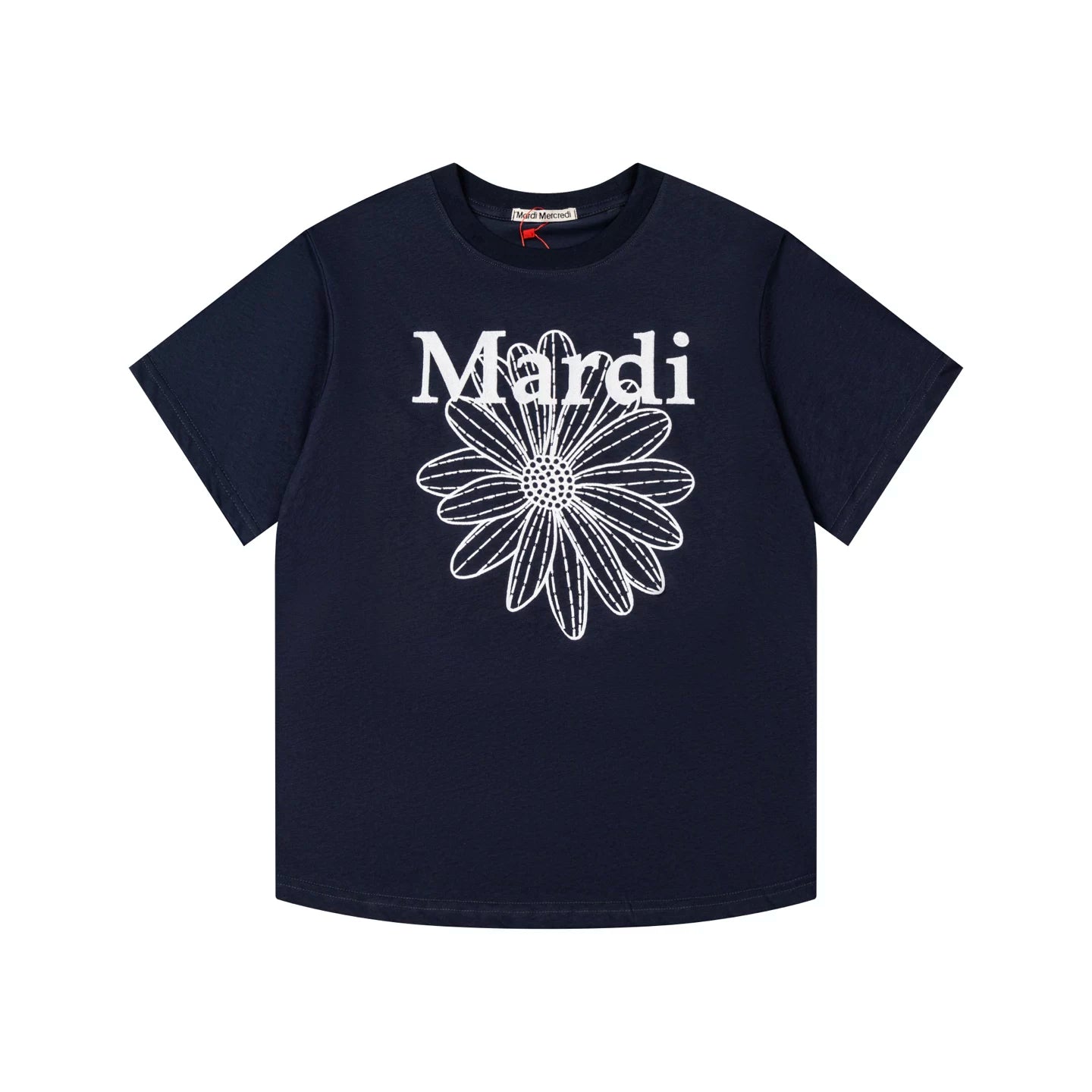 Mardi Embroidered Daisy Flower Summer Cotton Casual Tee
