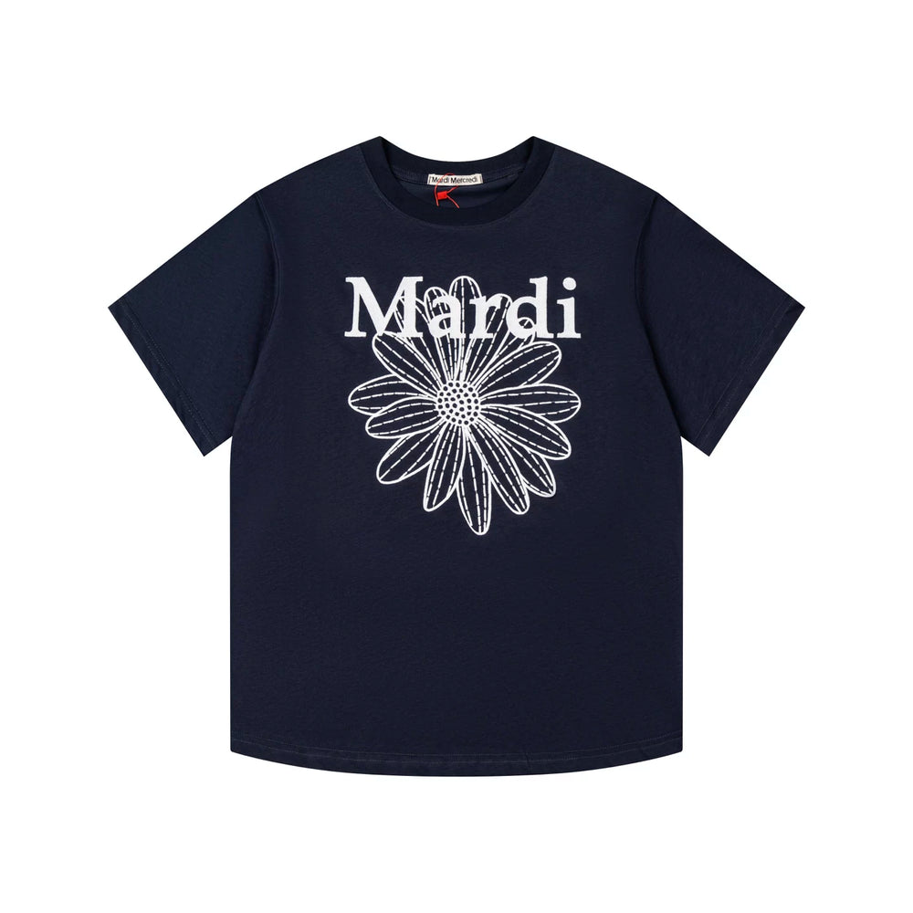 Mardi Embroidered Daisy Flower Summer Cotton Casual Tee