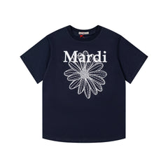 Mardi Embroidered Daisy Flower Summer Cotton Casual Tee