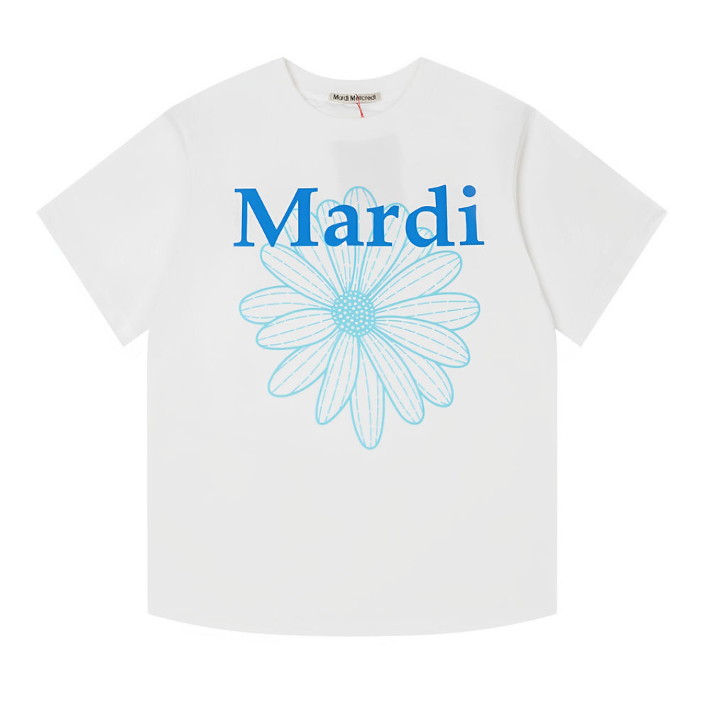 Mardi Three Flowers Graphic Summer Cotton Casual Tee