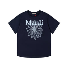 Mardi Embroidered Daisy Flower Summer Cotton Casual Tee