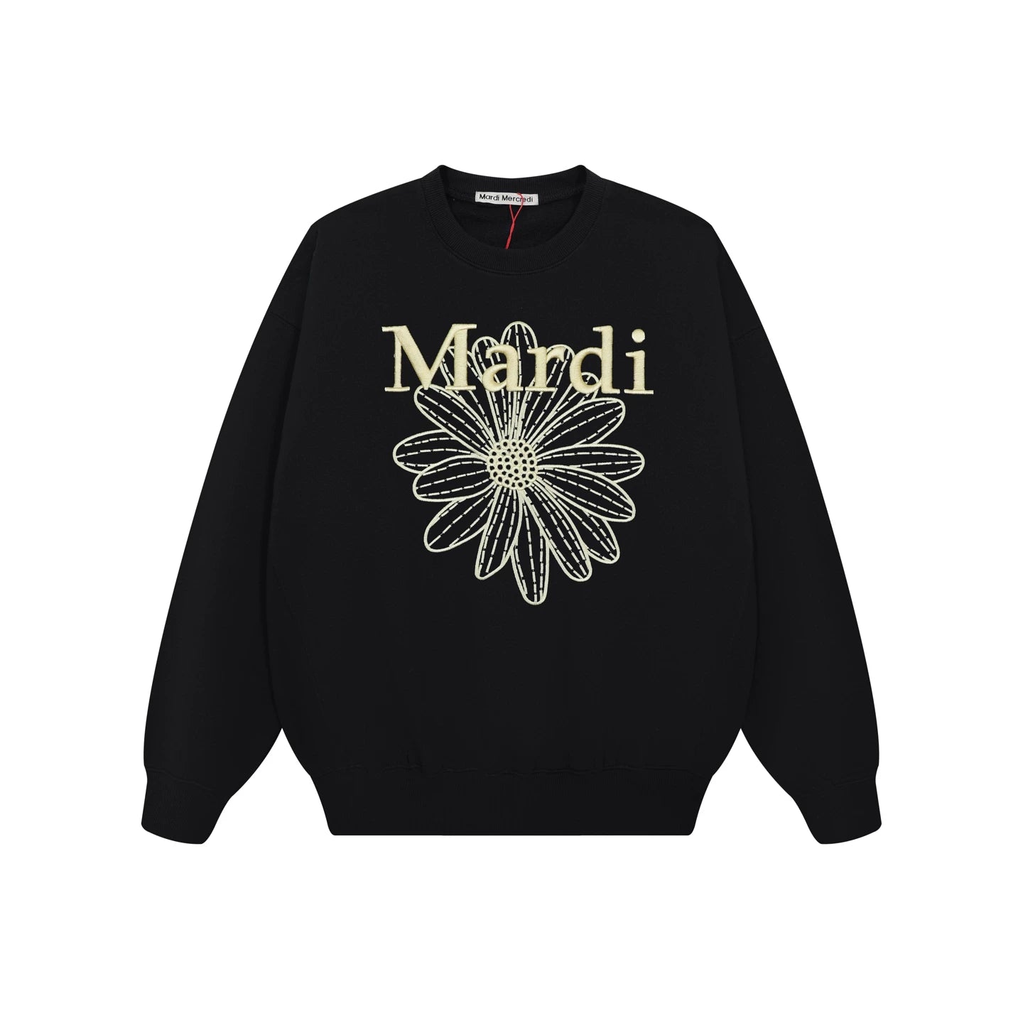 Mardi Embroidered Daisy Flower Autumn Oversized Fleece Sweatshirt