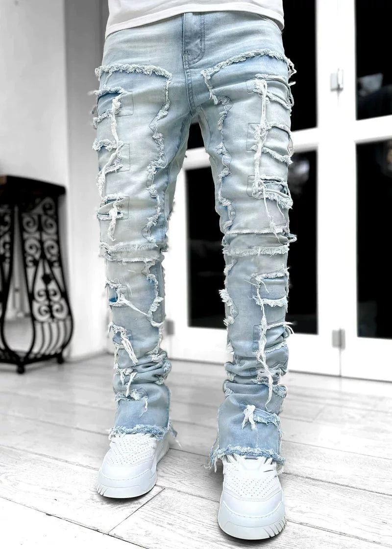 Mens Streetwear Stretch Straight Leg Casual Denim Jeans