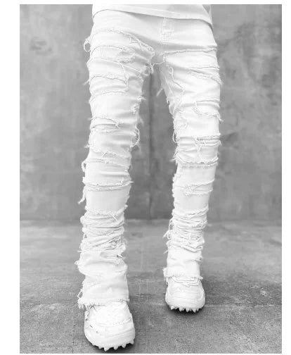 Mens Streetwear Stretch Straight Leg Casual Denim Jeans