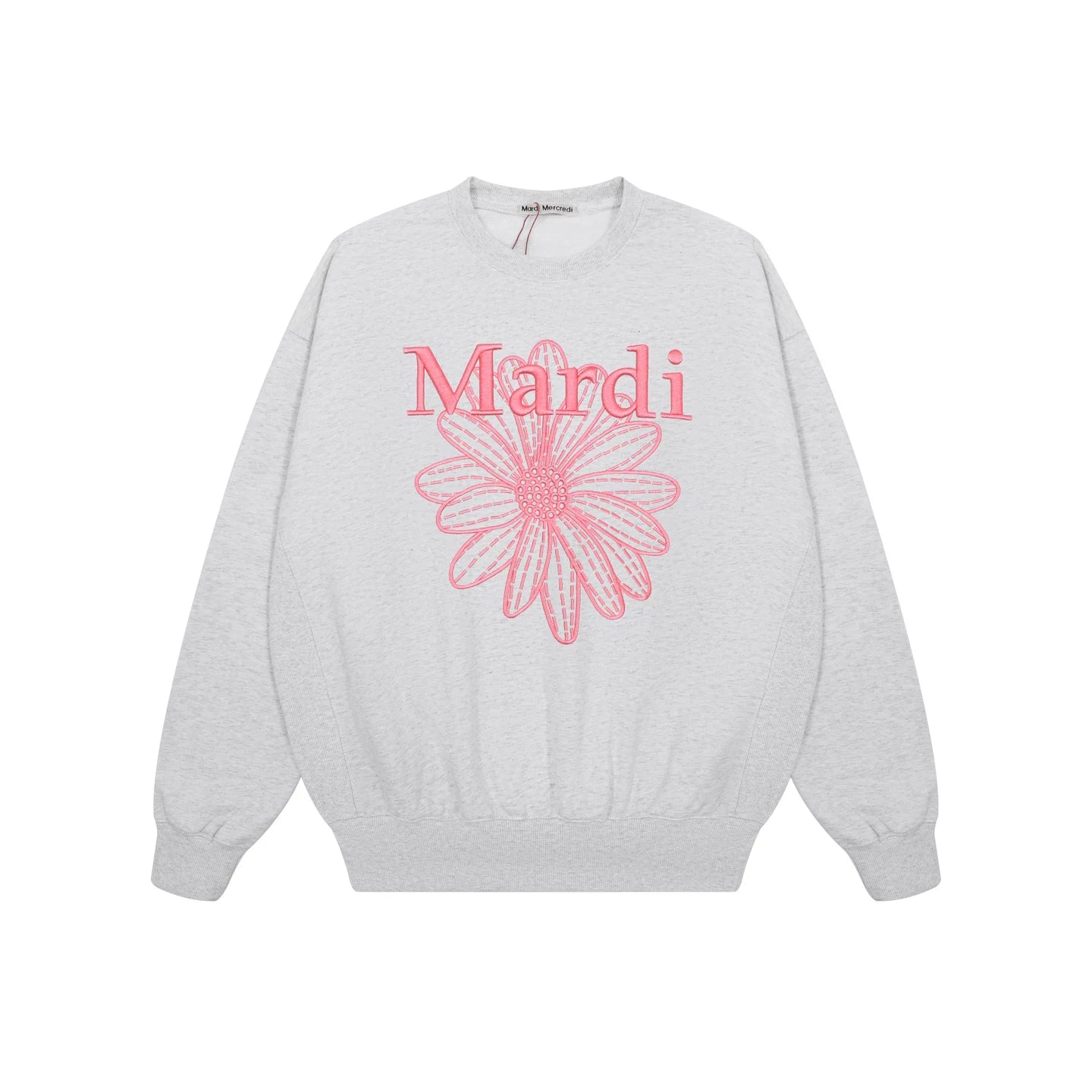 Mardi Embroidered Daisy Flower Autumn Oversized Fleece Sweatshirt