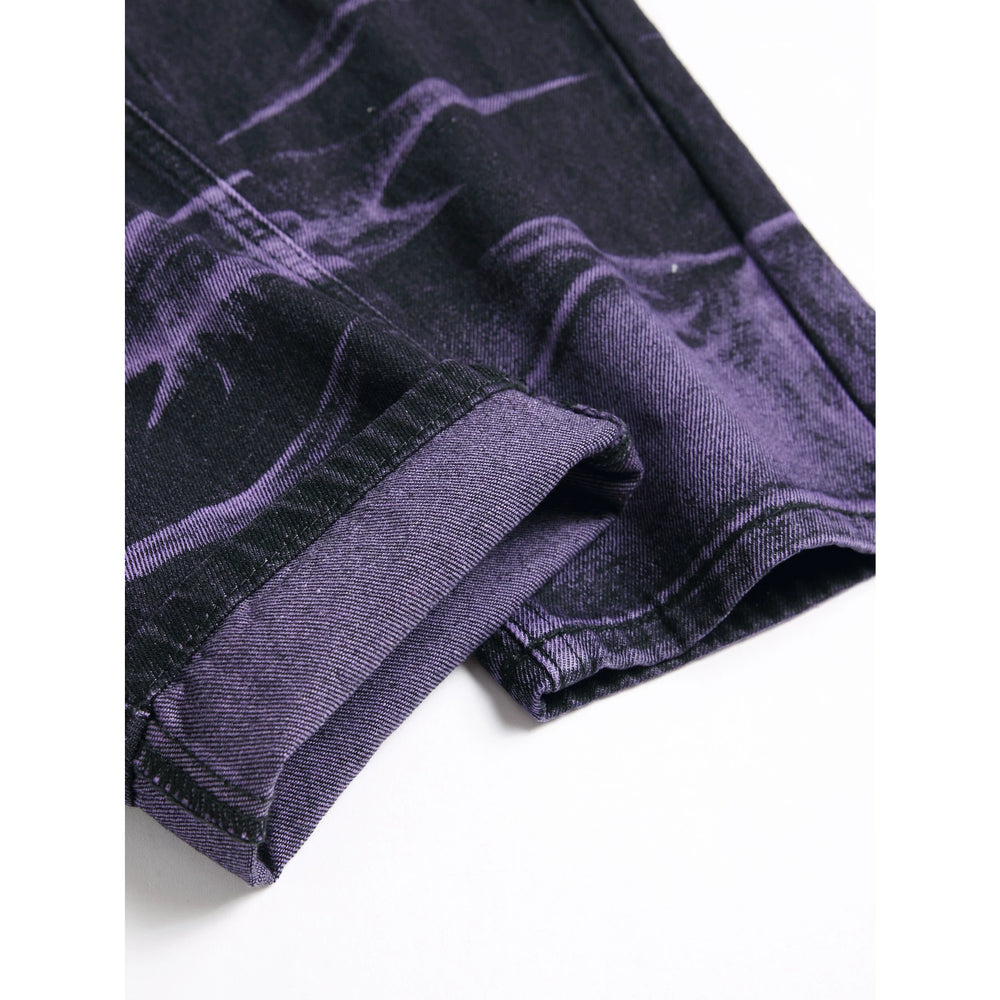 Men's Streetwear Ripped Tie Dye Straight Denim Jeans