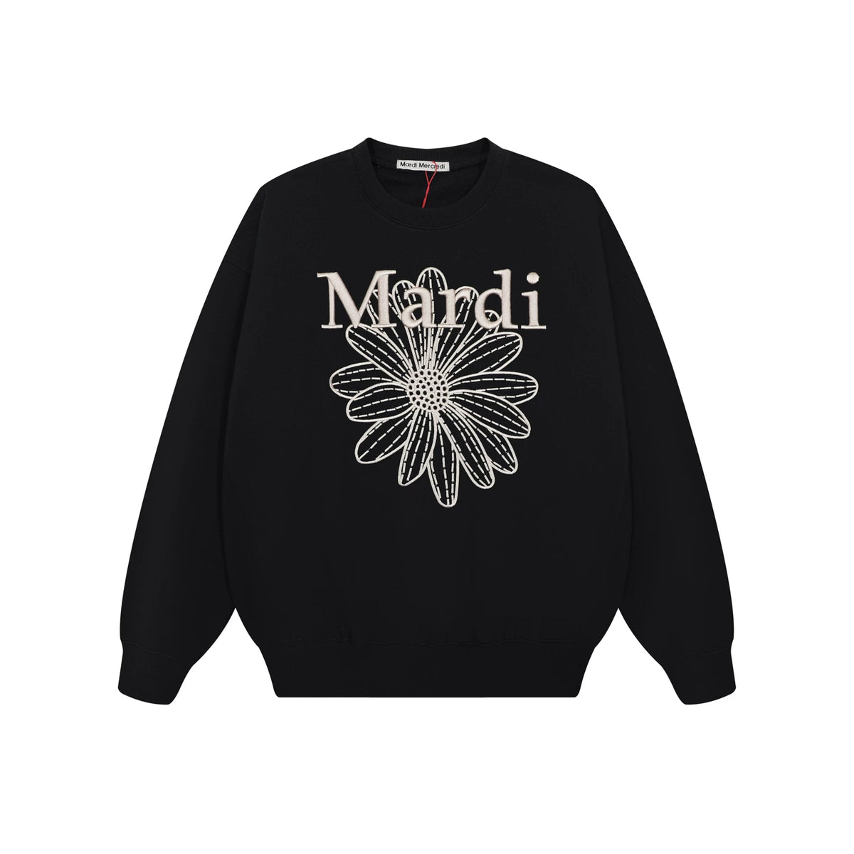 Mardi Embroidered Daisy Flower Autumn Oversized Fleece Sweatshirt