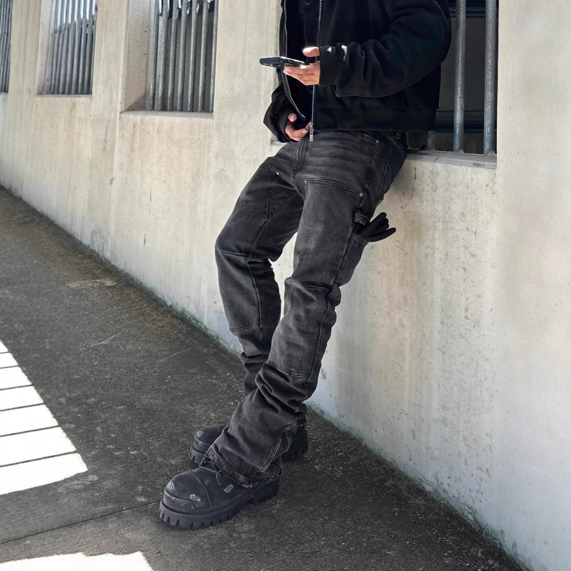 Men's High Street Slim Fit Stretch Black Jeans