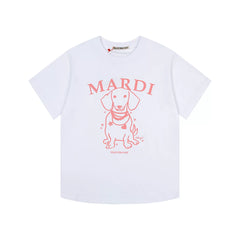 Mardi Pearl Dog Graphic Summer Casual Cotton Tee