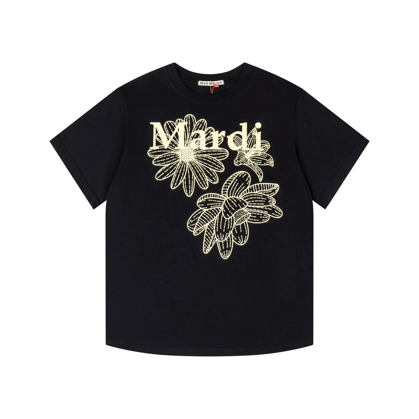 Mardi Three Flowers Graphic Summer Cotton Casual Tee