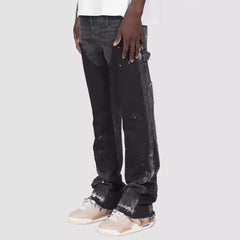 Men's Retro Flared Jeans Cargo Denim Workwear Pants