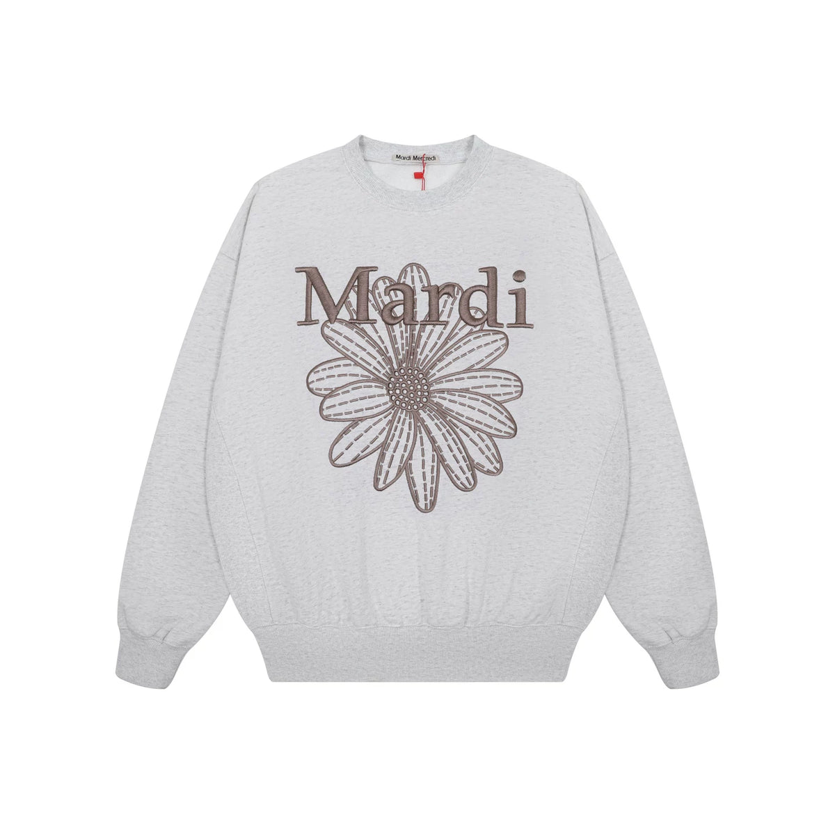Mardi Embroidered Daisy Flower Autumn Oversized Fleece Sweatshirt