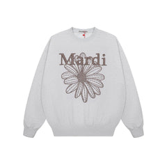 Mardi Embroidered Daisy Flower Autumn Oversized Fleece Sweatshirt