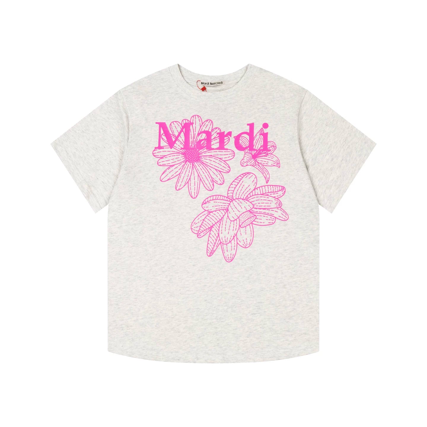Mardi Three Flowers Graphic Summer Cotton Casual Tee