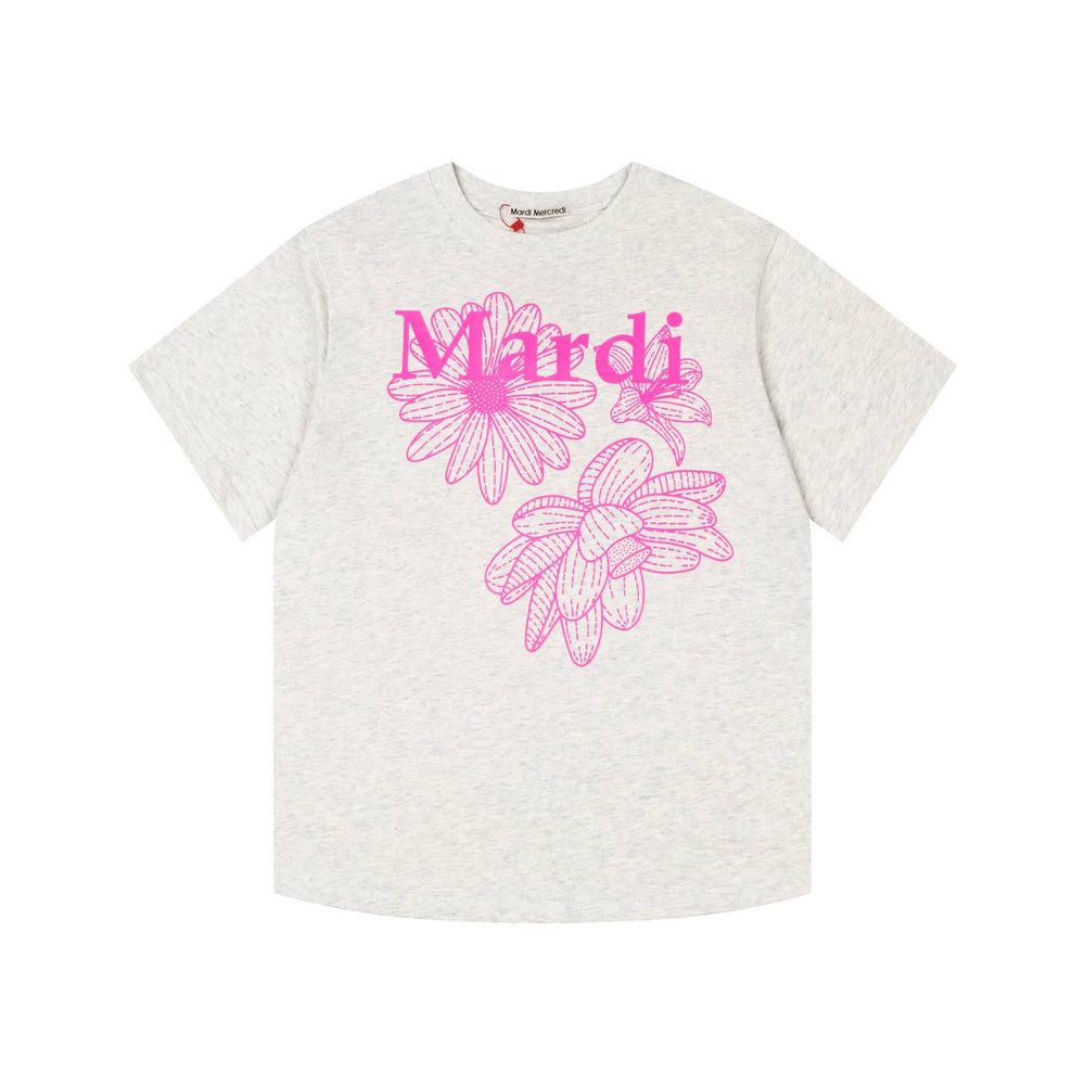 Mardi Three Flowers Graphic Summer Cotton Casual Tee
