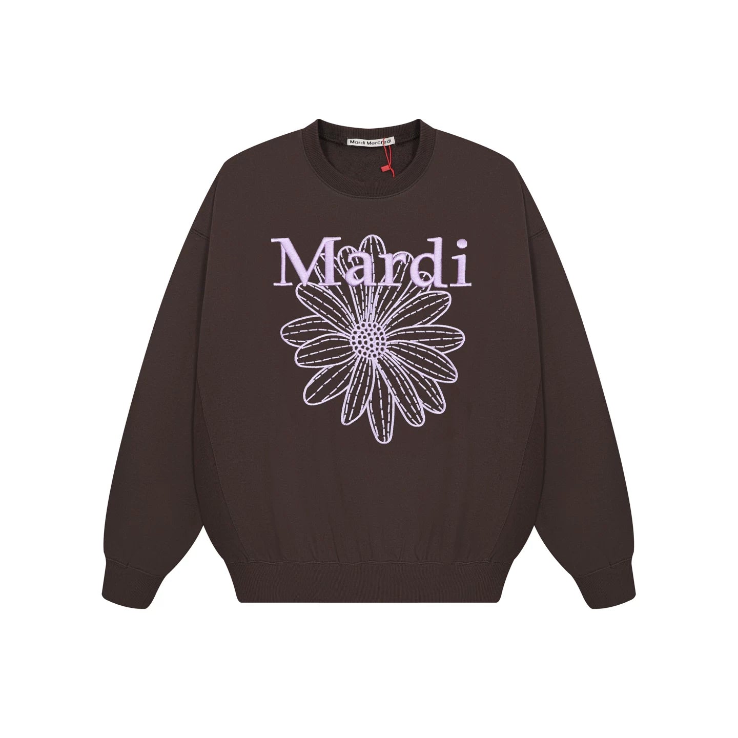 Mardi Embroidered Daisy Flower Autumn Oversized Fleece Sweatshirt