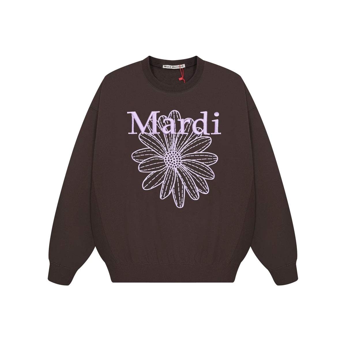 Mardi Embroidered Daisy Flower Autumn Oversized Fleece Sweatshirt