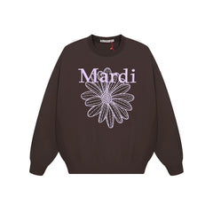 Mardi Embroidered Daisy Flower Autumn Oversized Fleece Sweatshirt