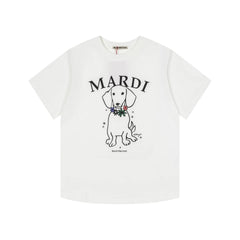 Mardi Pearl Dog Graphic Summer Casual Cotton Tee