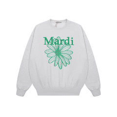 Mardi Embroidered Daisy Flower Autumn Oversized Fleece Sweatshirt