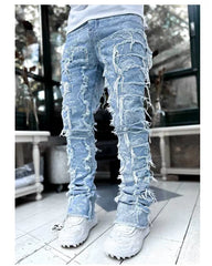 Mens Streetwear Stretch Straight Leg Casual Denim Jeans