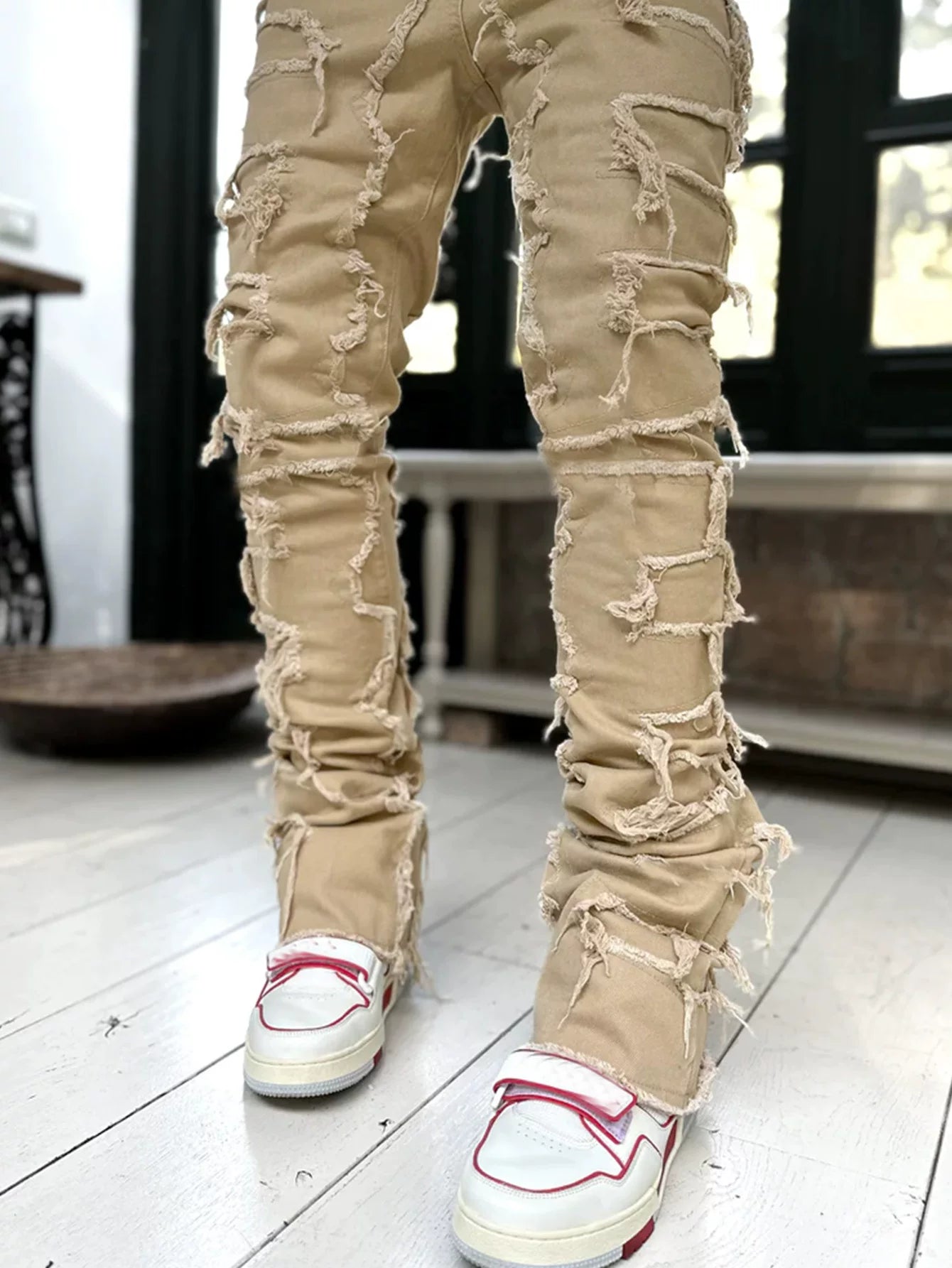 Mens Streetwear Stretch Straight Leg Casual Denim Jeans